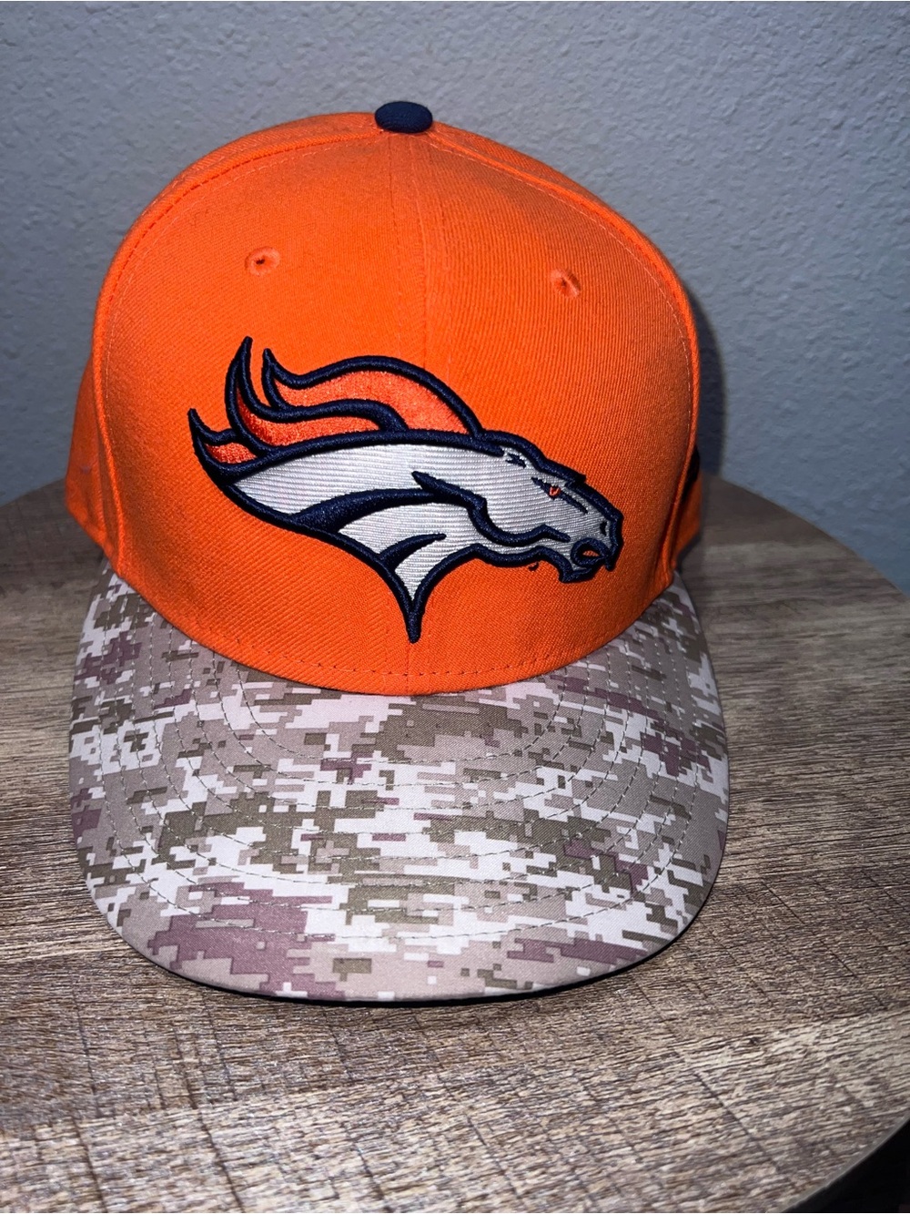 New Era Orange Denver Broncos Snapback with Tan Digital Camo Brim